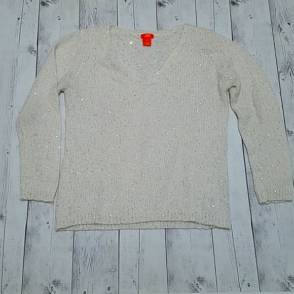 Joe Fresh Sweaters - Joe Fresh Large womens White with silver sequins